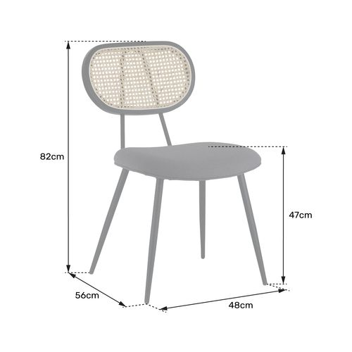 Lot De 2 Chaises En Cannage Et Tissu Boucle écru Elena