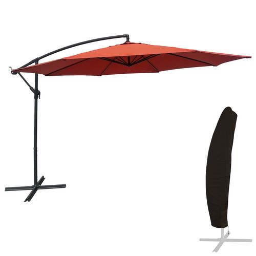 Parasol Déporté Oahu Rond 3,50m De Diamètre Terracotta + Housse