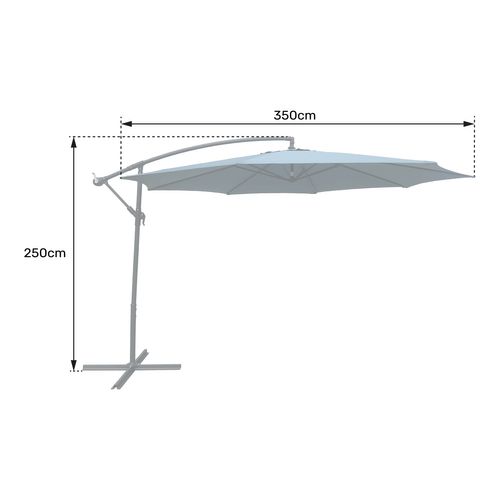 Parasol Déporté Oahu Rond 3,50m De Diamètre Terracotta + Housse