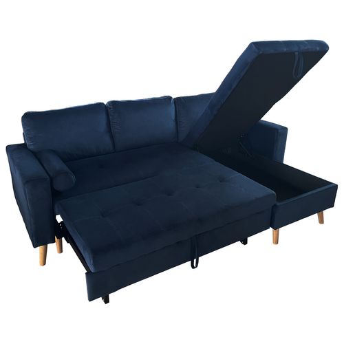 Canapé d'angle convertible WADE 3 places bleu