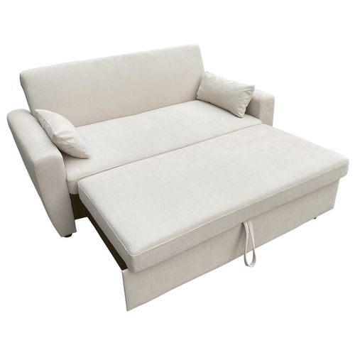 Canapé Convertible En Velours Côtelé Beige 2 Places Matt