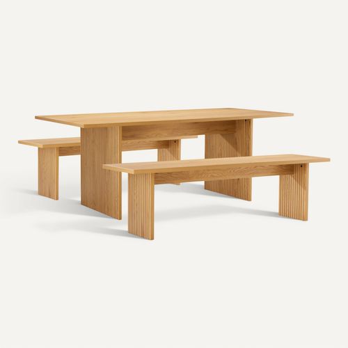 Ensemble Table 180cm Et 2 Bancs Style Scandinave Alma