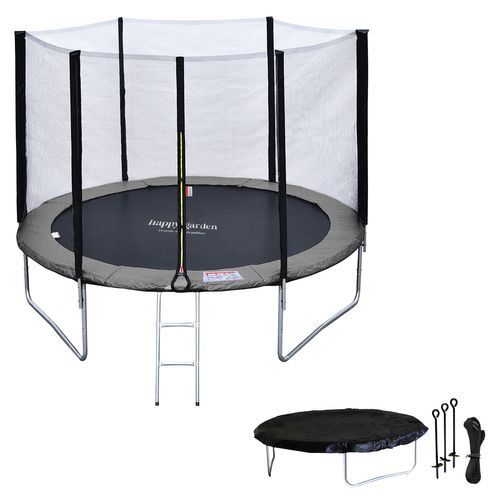 Trampoline 305cm Réversible Rose/gris Adelaïde + échelle, Bâche Et Kit D'ancrage