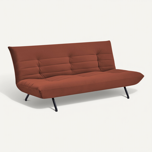 Canapé Convertible 3 Places En Velours Terracotta Anatole