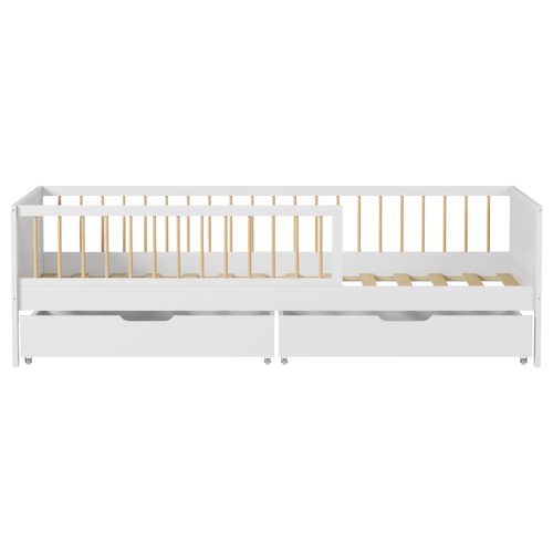 Lit Pour Enfant 190x90cm Blanc Avec Tiroirs Adam