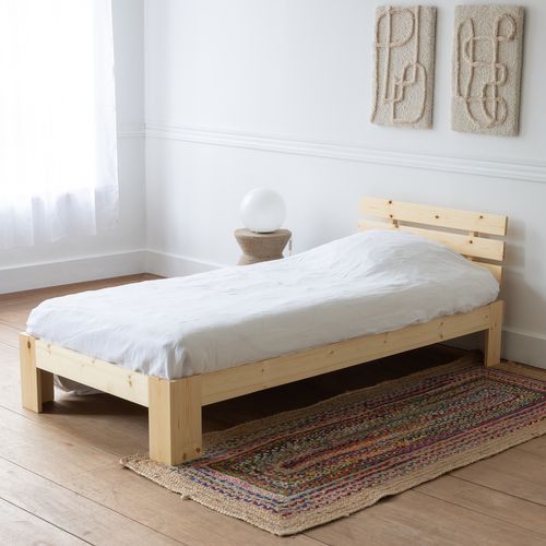 Lit En Bois Avec Tête De Lit 90x190cm Finn
