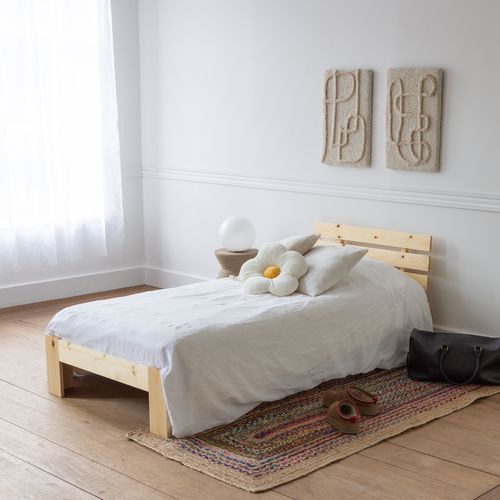 Lit En Bois Avec Tête De Lit 90x190cm Finn