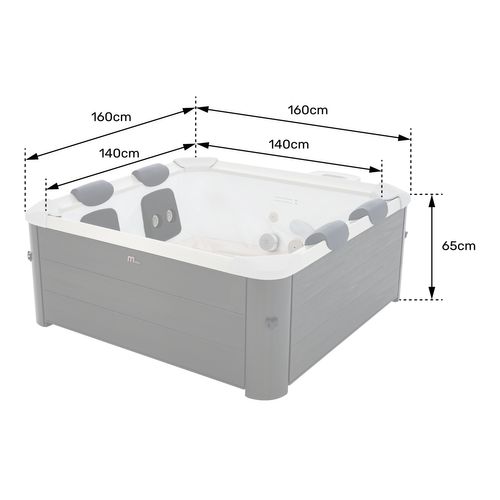 Mspa - Spa Rigide Connecté Carré 160cm Oslo - 6 Places + Bar Flottant