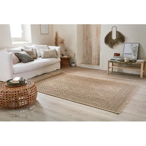 Tapis De Salon Intérieur Extérieur Rectangle Nature  Aspect Jute Marron 50x80cm