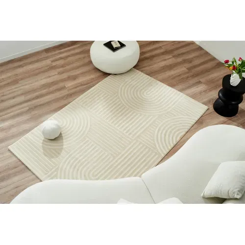 Tapis De Salon Crème Graphique Bianca 160x230 Cm