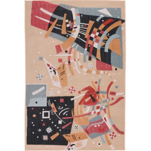 Tapis Intérieur Extérieur à Motif Cubique Beige 266x380 Cm