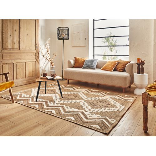 Tapis Intérieur Extérieur Aspect Jute Marron Tulum 9054 170 X 120 Cm
