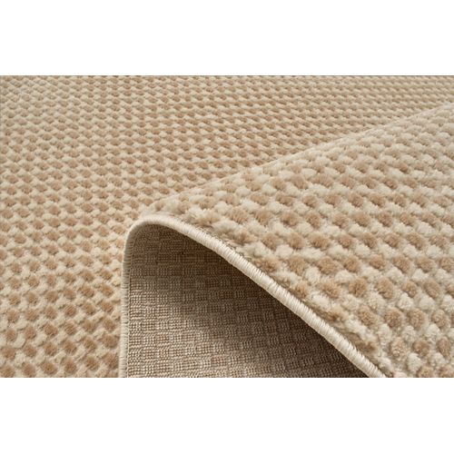 Tapis Motif Damier En Relief - Crème Et Beige - 120x160 cm