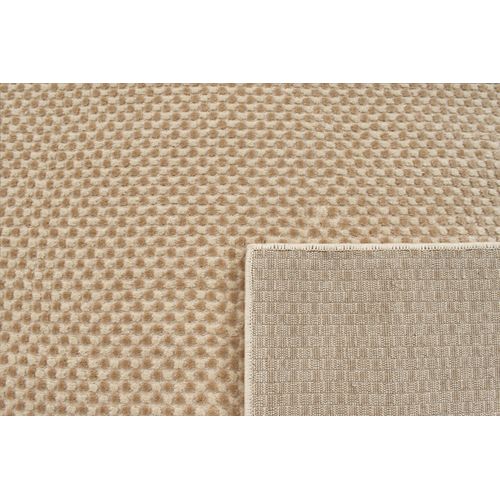 Tapis Motif Damier En Relief - Crème Et Beige - 120x160 cm