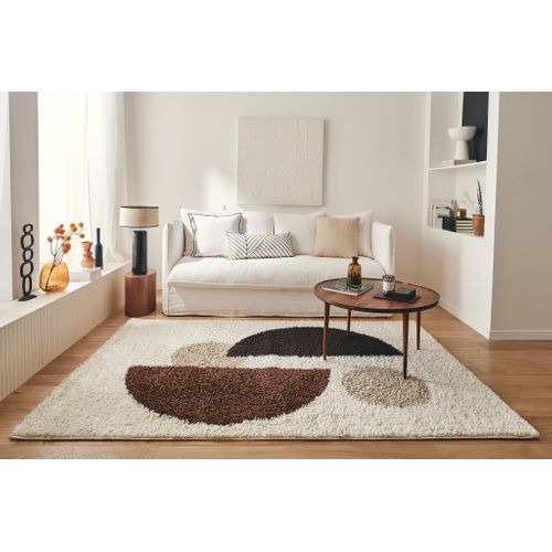 Tapis De Salon Motif Géométrique Marron Palerme 160x230
