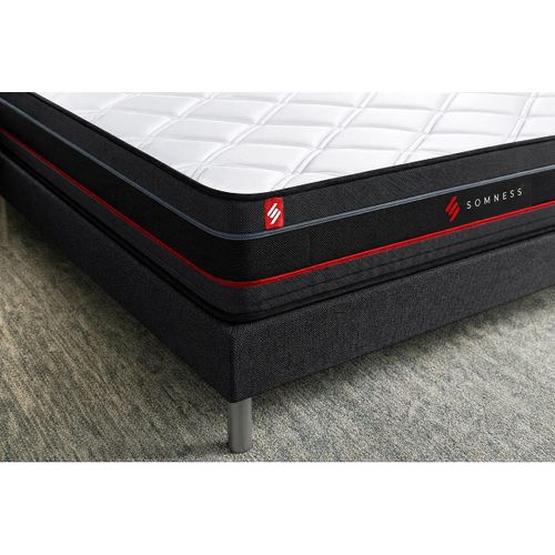 Ensemble Matelas REGEN 180x200 cm + Double Sommiers Noir 90x200 + Couette + 2 Oreillers