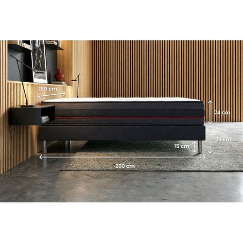 Ensemble Matelas REGEN 180x200 cm + Double Sommiers Noir 90x200 + Couette + 2 Oreillers