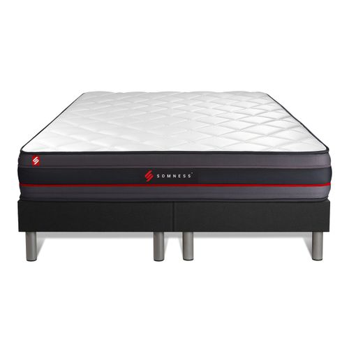 Ensemble Matelas Mémoire De Forme 200x200 Regen Ep:24cm - Sommier Noir