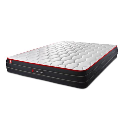 Ensemble Matelas Ressorts Ensachés Et Mémoire De Forme 200x200 Boost Ep:26cm - Sommier Blanc