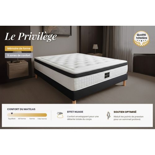 Matelas Mémoire De Forme 180x200 PRIVILEGE - Epaisseur 26cm - Confort Equilibré