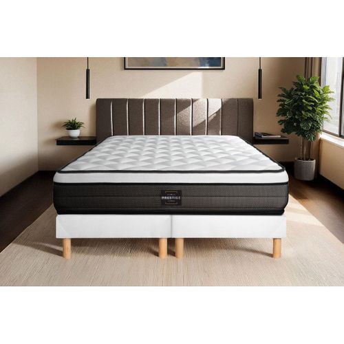 Ensemble Matelas Ressorts Ensachés Et Mémoire De Forme 160x200 Suite Ep:26cm - Sommier Blanc