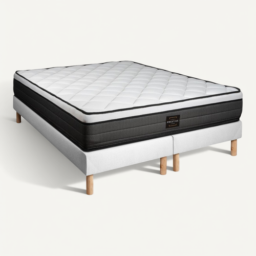 Ensemble Matelas Ressorts Ensachés Et Mémoire De Forme 160x200 Suite Ep:26cm - Sommier Blanc