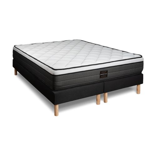 Ensemble Matelas Ressorts Ensachés Et Mémoire De Forme 160x200 Suite Ep:26cm - Sommier Noir