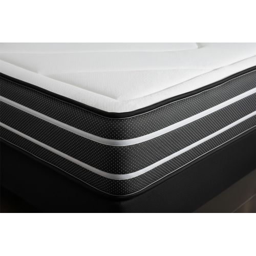 Ensemble Matelas Ressorts Ensachés Et Mémoire De Forme 200x200 Exclusive Ep:22cm - Sommier Noir