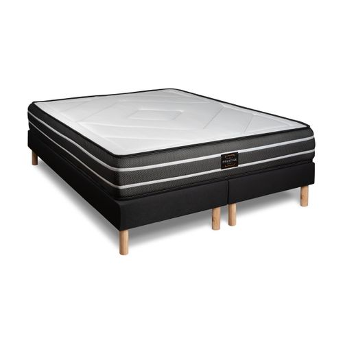 Ensemble Matelas Ressorts Ensachés Et Mémoire De Forme 200x200 Exclusive Ep:22cm - Sommier Noir