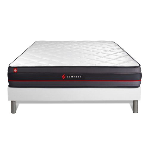Ensemble Matelas Mémoire De Forme 180x200 Regen Ep:24 Cm - Sommier Kit Blanc