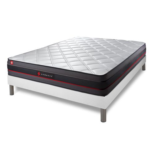 Ensemble Matelas Mémoire De Forme 180x200 Regen Ep:24 Cm - Sommier Kit Blanc