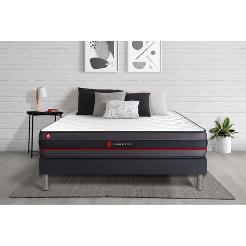 Ensemble Matelas Mémoire De Forme 200x200 Regen Ep:24 Cm - Sommier Kit Noir