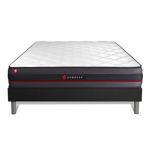 Ensemble Matelas Mémoire De Forme 200x200 Regen Ep:24 Cm - Sommier Kit Noir
