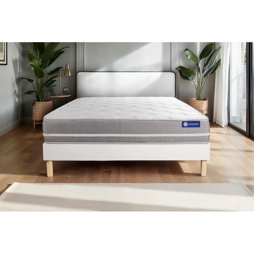 Ensemble Matelas Ressorts Ensachés 180x200 Actiflex Touch Ep:20 Cm - Sommier Kit Blanc