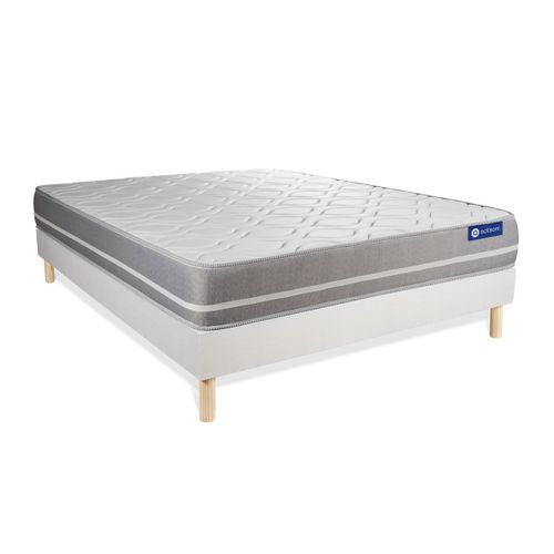 Ensemble Matelas Ressorts Ensachés 180x200 Actiflex Touch Ep:20 Cm - Sommier Kit Blanc