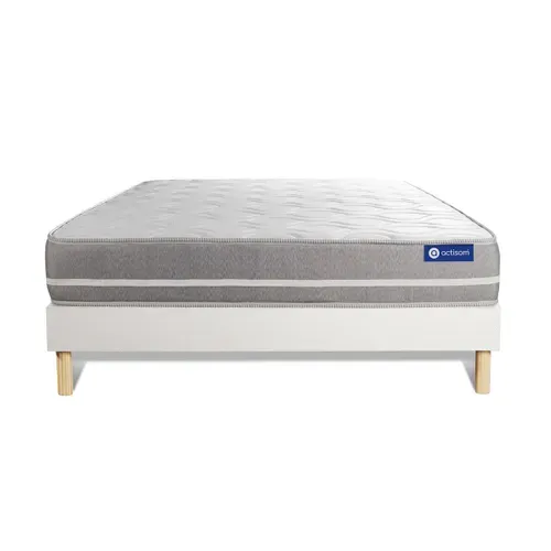 Ensemble Matelas Ressorts Ensachés 180x200 Actiflex Touch Ep:20 Cm - Sommier Kit Blanc