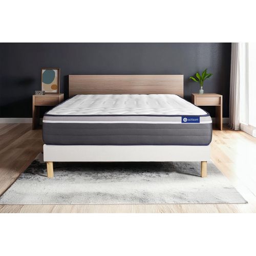 Ensemble Matelas Mémoire De Forme 140x190 Actimemo Plus Ep:26 Cm - Sommier Kit Blanc