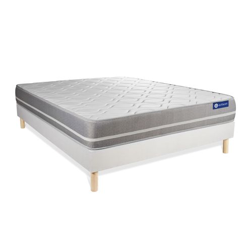 Ensemble Matelas Mémoire De Forme 140x190 Actimemo Touch Ep:20 Cm - Sommier Kit Blanc