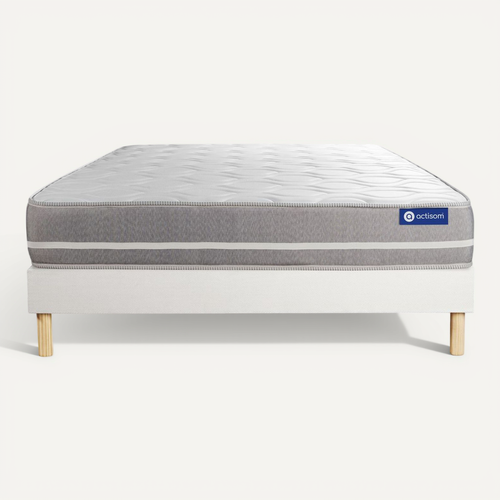 Ensemble Matelas Mémoire De Forme 140x190 Actimemo Touch Ep:20 Cm - Sommier Kit Blanc