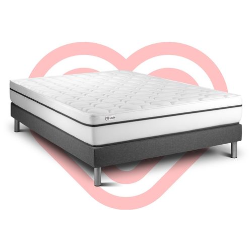 Ensemble Matelas Mousse Polyuréthane à Mémoire De Forme 160x200 Vital Spa Ep:24 Cm - Sommier Kit Gri
