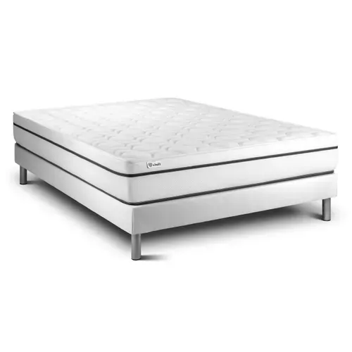 Ensemble Matelas Mousse Polyuréthane à Mémoire De Forme 140x190 Vital Spa Ep:24 Cm - Sommier Kit Bla