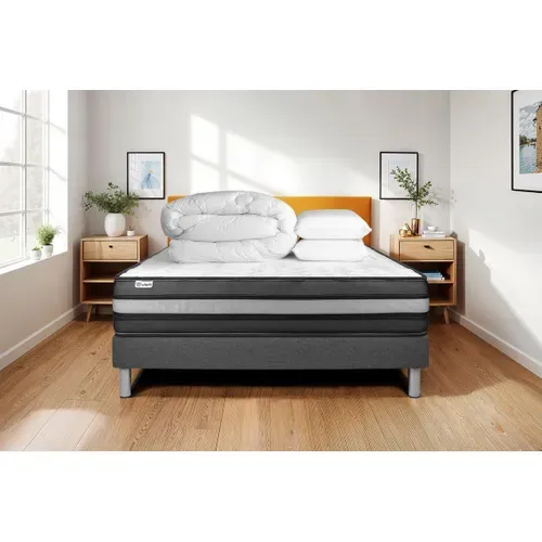 Ensemble  Vitalpower Zen 180 X 200 Cm Sommier Kit Gris - Mousse Polyuréthane à Mémoire De Forme