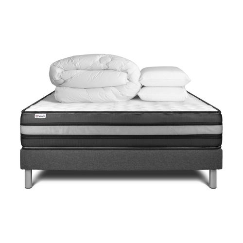 Ensemble  Vitalpower Zen 180 X 200 Cm Sommier Kit Gris - Mousse Polyuréthane à Mémoire De Forme