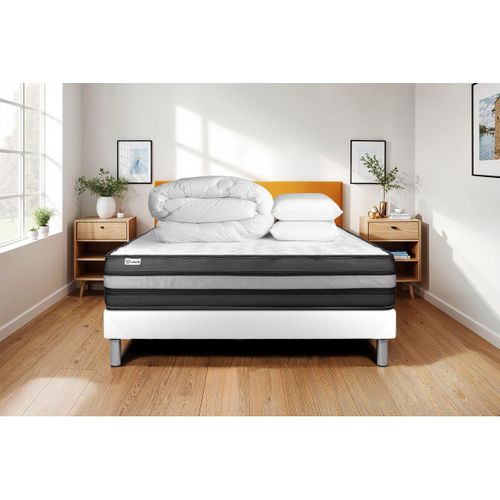 Ensemble  Vitalpower Zen 140 X 200 Cm Sommier Kit Blanc - Mousse Polyuréthane À Mémoire De Forme