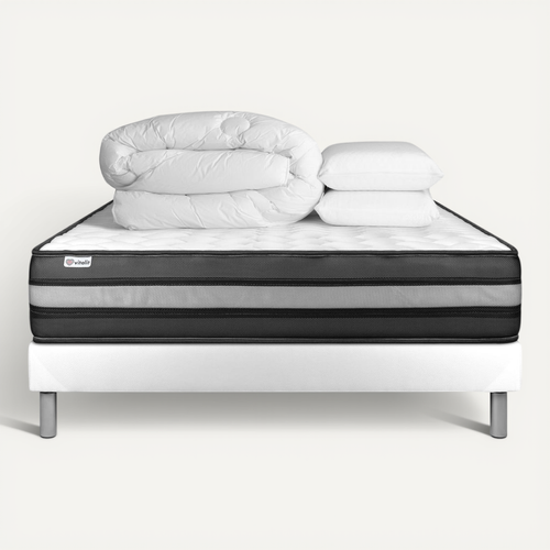 Ensemble  Vitalpower Zen 140 X 200 Cm Sommier Kit Blanc - Mousse Polyuréthane À Mémoire De Forme