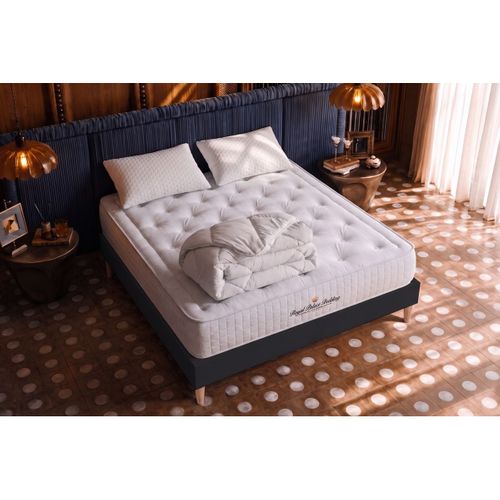 Ensemble Matelas À Mémoire De Forme Maxi épaisseur Buckingham 180x200cm + Sommier Kit Noir + 2 Oreil