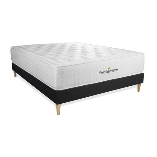 Ensemble Matelas À Mémoire De Forme Maxi épaisseur Buckingham 180x200cm + Sommier Kit Noir + 2 Oreil