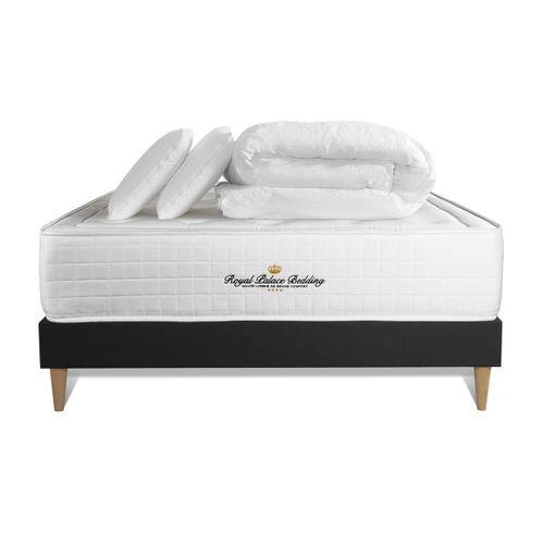 Ensemble Matelas À Mémoire De Forme Maxi épaisseur Buckingham 180x200cm + Sommier Kit Noir + 2 Oreil
