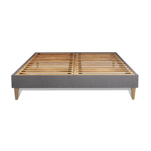 Pack Matelas + Sommier Kit Gris 180x200 Memo Plus Mémoire De Forme + 2 Oreillers + Couette - Mémoire