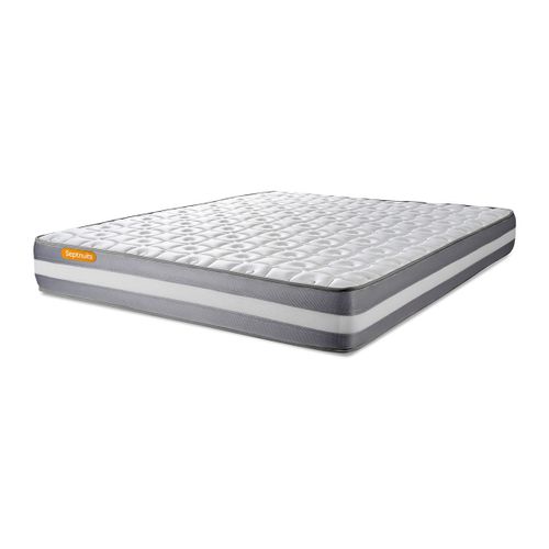 Pack Matelas + Sommier Kit Gris 180x200 Memo Plus Mémoire De Forme + 2 Oreillers + Couette - Mémoire